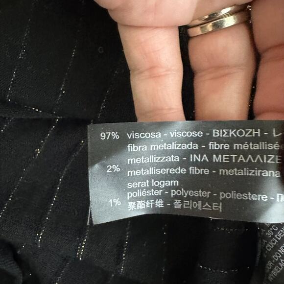 2/$30 ZARA Knit Gold Metallic Striped Fit and Flare Skimmer Dress Black #A0669 - Picture 8 of 9